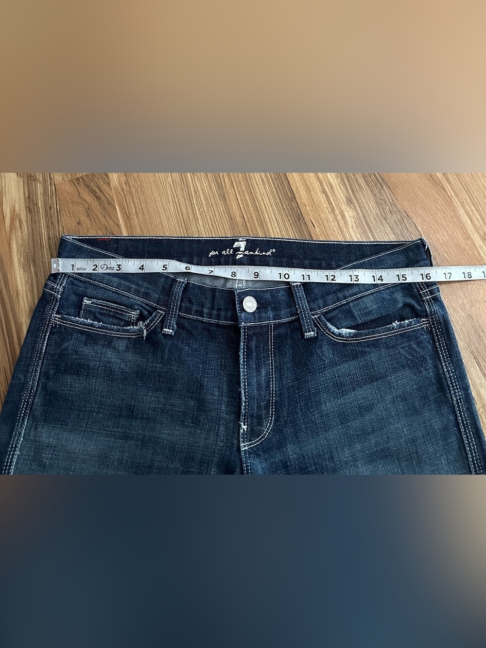 7 For All Mankind Colette Bootcut Jeans Low Rise Washed Blue Size 30 - Picture 11 of 11